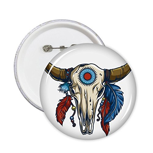 Totem tattoo badge mouton indien squelette, lot de 5 boutons ronds XXL idée cadeau original