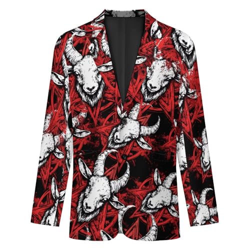 Pentagram with Demon Baphomet Satanic Goat Men's Slim Suit Long-Sleeve Prom Tuxedo Classic Two Button Business Jacket4