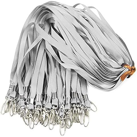 Bird Fiy Gray Lanyards 50Pcs Nylon Bulk Lanyard for Id Badges,Badge Lanyards Swivel Hooks Clips Great for Name Tags Badge (50PCS, Gray) Cover