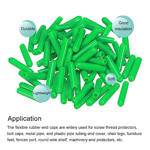 Image of MECCANIXITY 100pcs 2mm Rubber End Caps Cover PVC Vinyl Screw Thread Protector Round Wire Shelf Caps for Screw Bolt Pipe Fence Post, Green