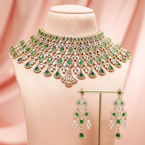 Image of Rubans AD Zircon Ornate Necklace for Woman with Earrings Set