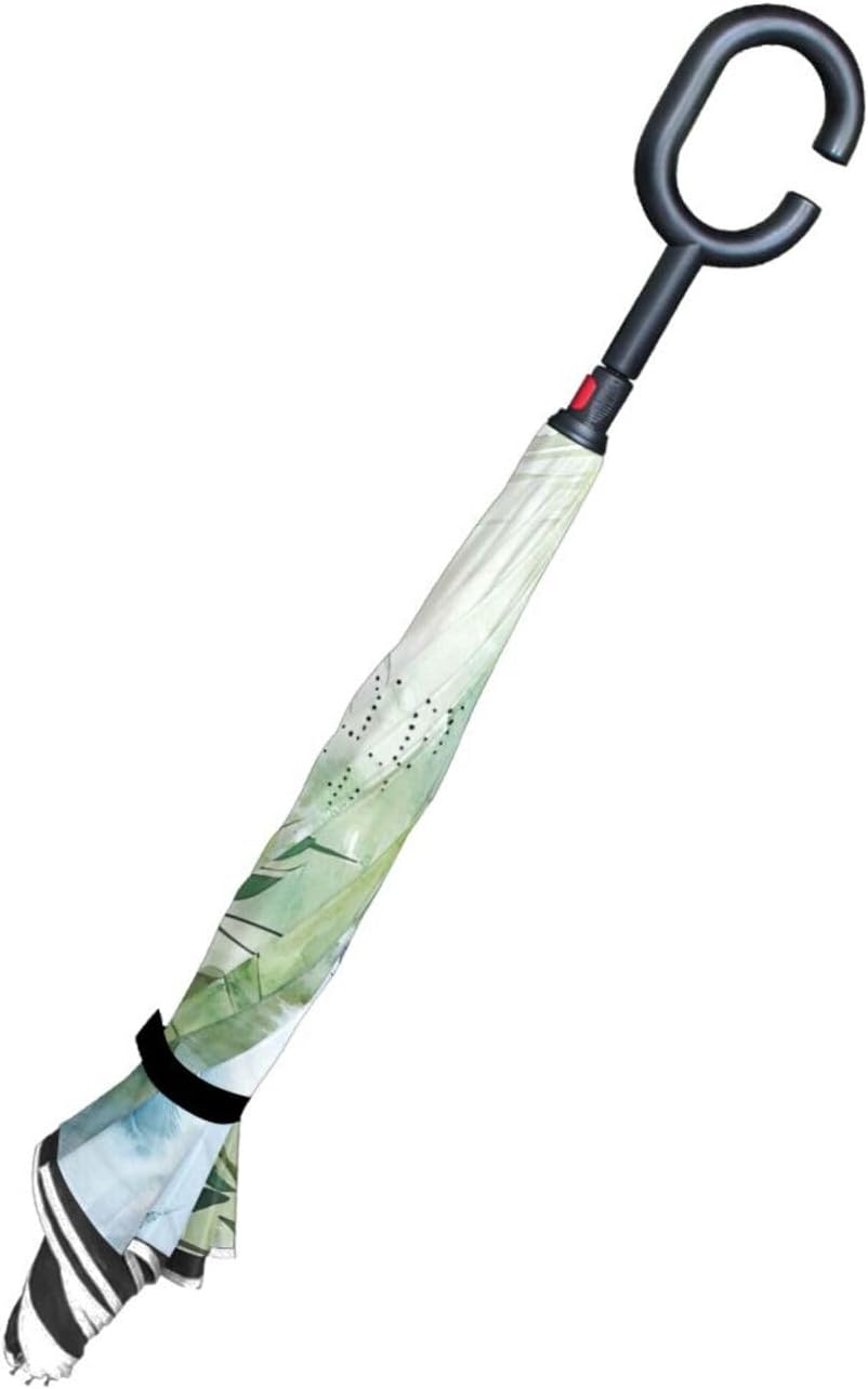 Elegant Swan Inverted Umbrellas for Rain Windproof Reverse Upside Down Golf Umbrella with C-shape Handle for Men Women