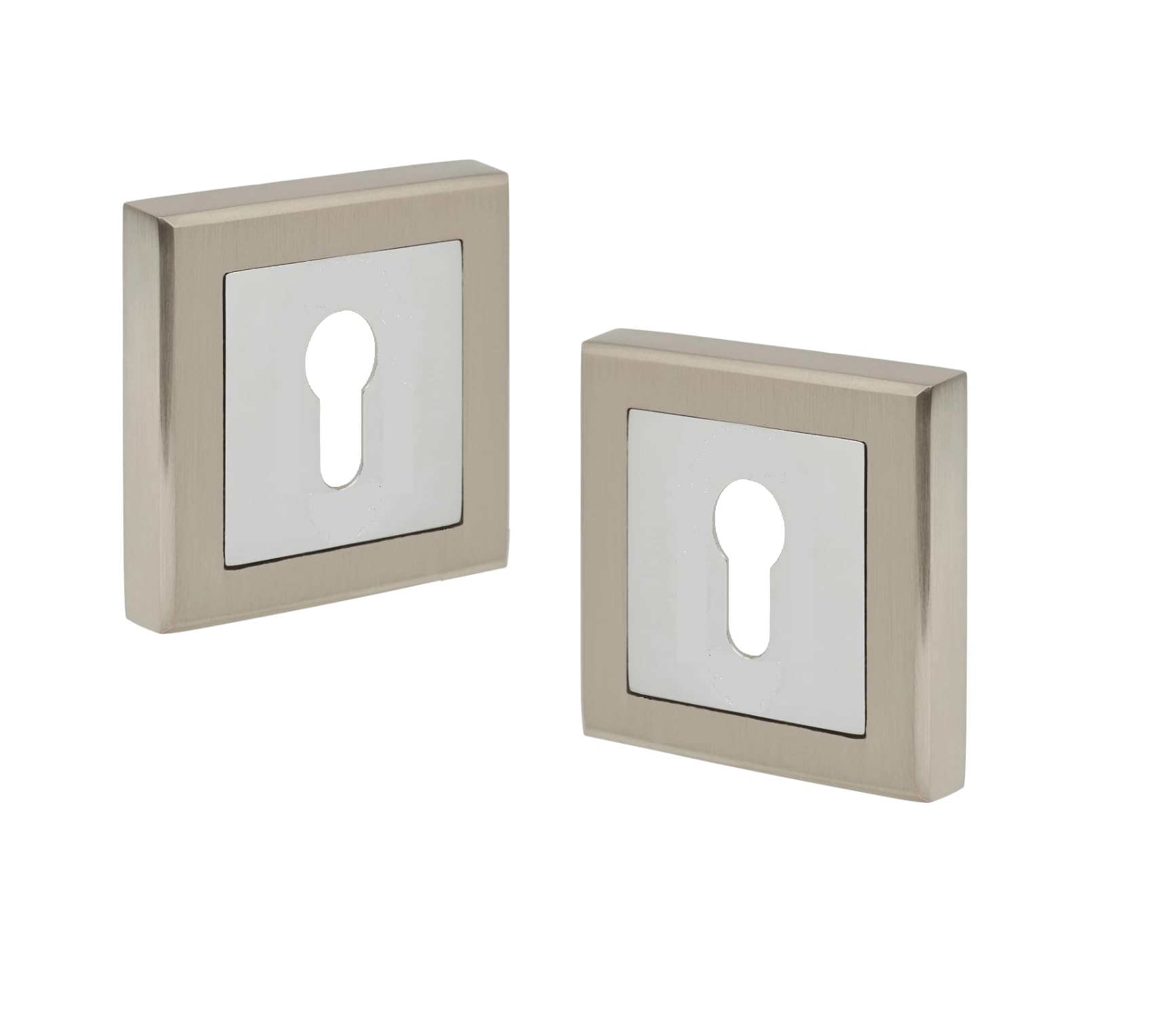 Golden Grace Door Key Hole on Square Rose in Satin Nickel & Polished Chrome Finish, Escutcheon for Normal 3 Lever & 5 Lever Lock Keys