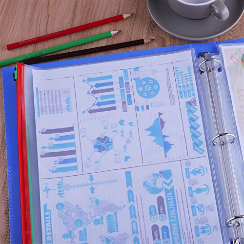Antner 12 Pack Binder Pockets Letter Size 3 Holes 11.4" X 9.8" Zipper Binder Pouch Folders For 3 Ring Binder, 6 Colour Pvc Waterproof Loose Leaf Bags #TOP6