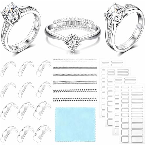 Image of Haiou 114Pcs Silicone Ring Size Adjuster for Loose Rings - Clear Invisible 3-in-1 Ring Guard for Women, Anti-Slip for Smart Rings & Wedding Bands