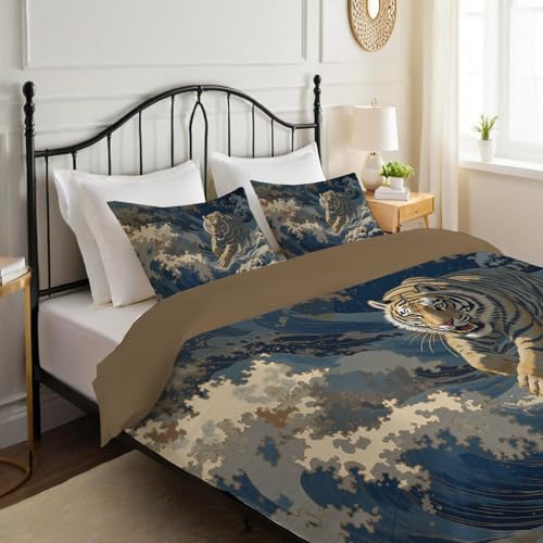Parure de lit 240x260 vagues tigre japonais pour enfant - 6