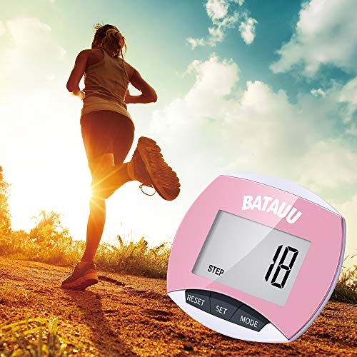 BATAUU Best Pedometer, Simply Operation Walking Running Pedometer with Calories Burned and Steps Counting (Pink) - Thumbnail 7