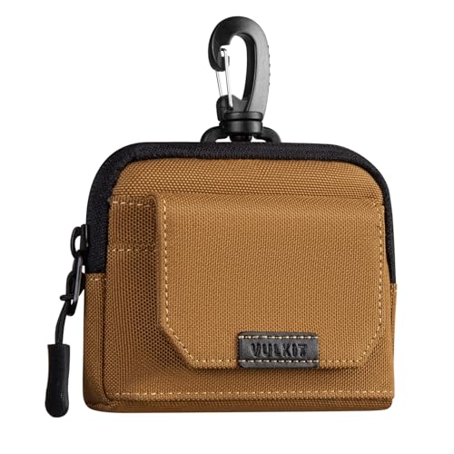 VULKIT Credit Card Wallet RFID Blocking with Plastic Lobster Clasp, Water-resistant Oxford Cloth Card Holder for Men Women, Clip Stash Pouch for Daily Outdoor Travel