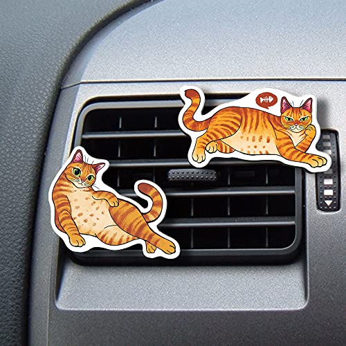 Image of WIRESTER Set of 2 Fresh Scented Car Air Freshener Vent Clip, Decorative Accessories, Interior Decoration for Cars, Dog, Cat, Fox, Frog, Raccoon, Pig Funny Playful Postures