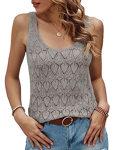 Image of Womens Sleeveless Tank Tops Summer Knit Sweater Vest Casual Cami Shirts Tops