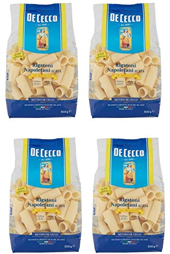 De Cecco Rigatoni Napoletani Pasta Corta 17.5 oz 500gr, Paquete de 4