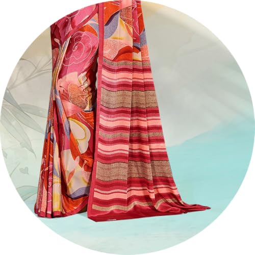 Image of Jaanvi fashion Women's Crepe Silk Saree with Unstitched Blouse Piece | Soft Lightweight Traditional Ethnic Wear Saree for Party, Wedding, Festival