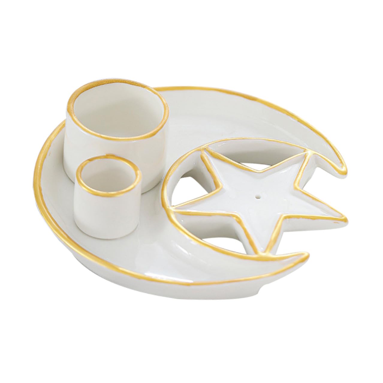 ARTIBETTER Porta Incienso de Cerámica Multifunción Bandeja para Quemar Hierbas y Varitas Soporte Decorativo para Aromaterapia en Hogar Candelabro de Cerámica Día y Noche Adorno Zen