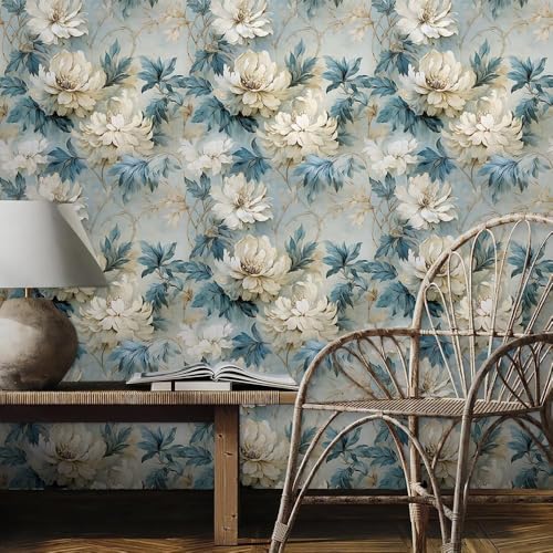 Image of Self Adhesive Decorative Peel Stick Waterproof Wallpaper Wall Decor Removable Wall Paper for Living Room Hall Decoration PVC Vinyl DIY Contact Paper 45x304cm (Peony Flowers)