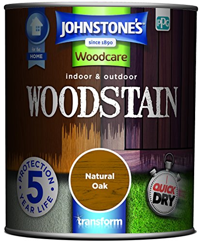 Johnstones - Interior & Exterior Woodstain - Natural Oak | Weathershield UV Resistant Quick Drying in 4 hours Durable & Flake-Resistan 5 Years Protection | 750ml