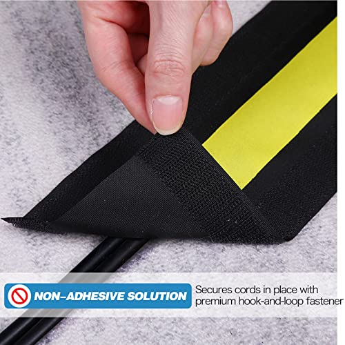 Image of WILLBOND Carpet Cord Cover Cable Protector Floor Cover Cable Protector Management Only for Commercial Office Carpet(39.37 ft,Black and Yellow)