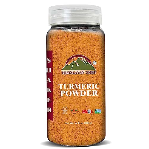 Himalayan Chef Organic Turmeric Powder, 6.34 oz Premium Quality Root Powder with Curcumin, Gluten Free & Non-GMO Verified - Plastic Shaker