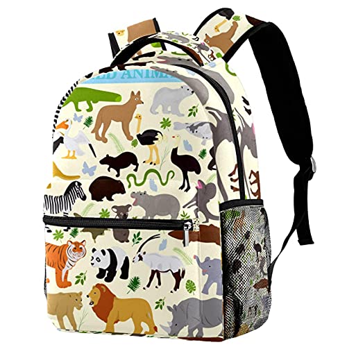 Sac à dos de voyage enfant panda et zèbre avec porte-bouteille