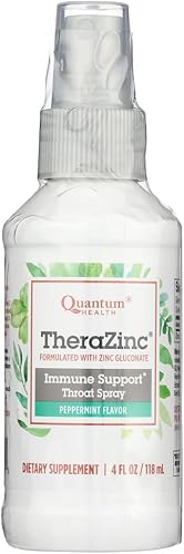 Quantum TheraZinc - Paquete de 2 clavos de menta en espray de 4 onzas líquidas, sin azúcar con stevia, con equinácea y saúco