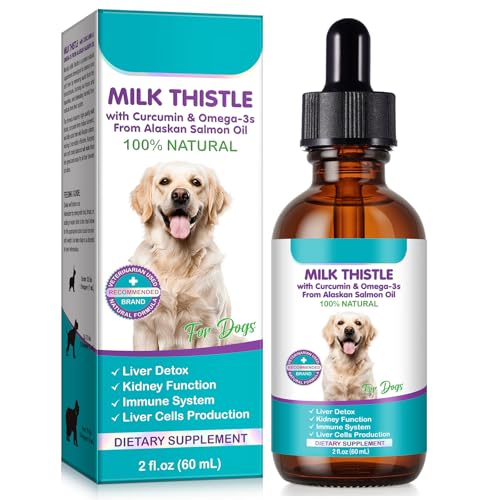Milk Thistle Drops for Dogs in UK Liver Detox & Kidney Support with Curcumin & Omega-3 from Alaskan Salmon Oil Natural Cleanse & Immune Boost 2 fl oz / 60 ml