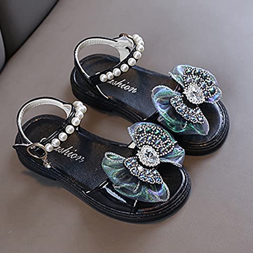 Toddler Sandals Summer Sandals Princess Girl Open Toe Sandals Bow Knot Children Fashion Soft Bottom Shoes (a-Black, 8.5 Toddler)3