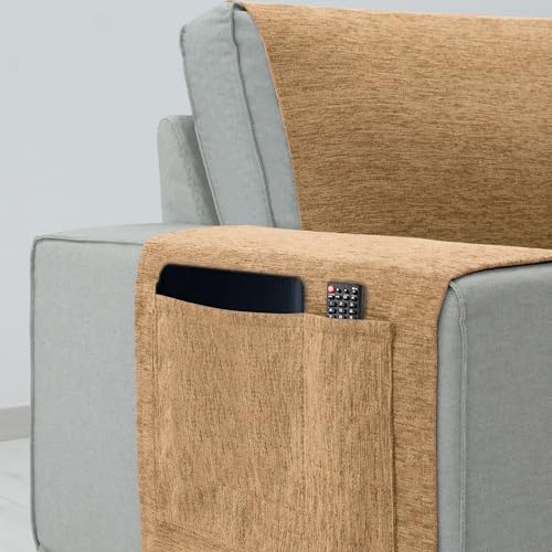 Housse de canapé 1 place dorée 55 x 220 cm protège fauteuil doux