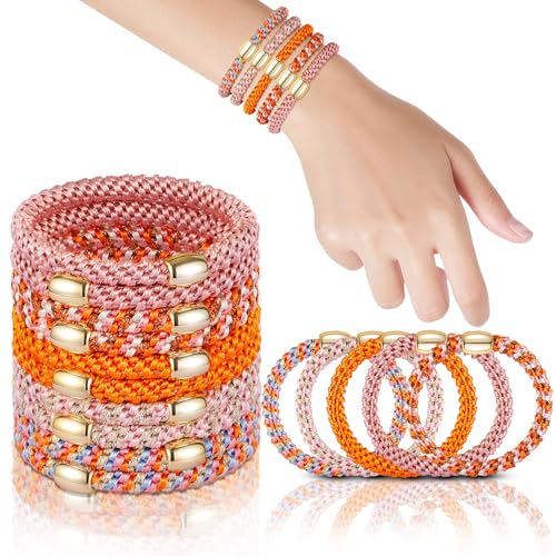 Image of FORENEE Hair Ties No Damage(10PCS) - Ponytail Holders - Elastic Hair Ties for Thick Hair - Braided Hair Bands for Women Girls's Hair - Persimmon Orange