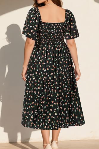 Plus Size Summer Dress 2025 - Milkmaid Sundress Boho Floral Casual Beach Wedding Midi Dresses2