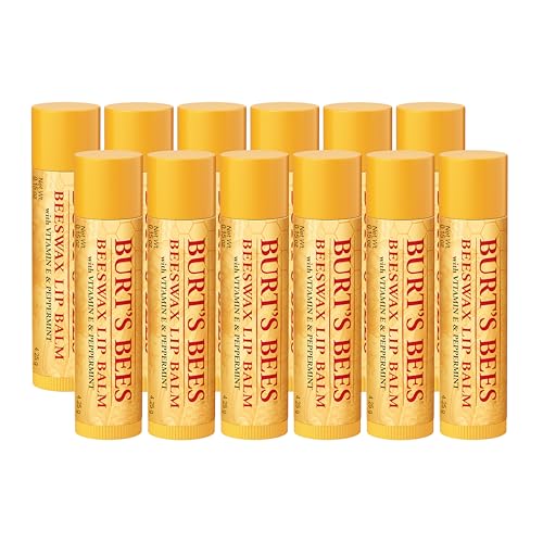 Burt's Bees Lip Balm - Original Beeswax 12 Count Pack in Bulk, Li...