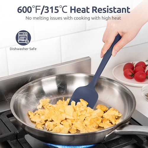 Image of U-Taste Silicone Cooking Spoons 600ºF Heat Resistant, 2Pcs, Midnight Blue