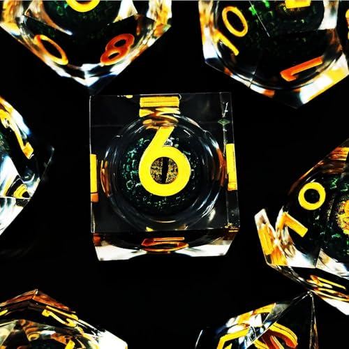 Pequeños dados poliédricos de resina premium con núcleo líquido translúcido 6