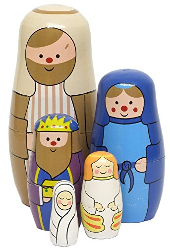 Belén de madera, estilo muñecas rusas (15 cm)