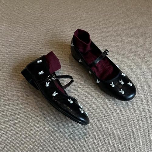 ChaiRong Zhou Women Bowknot Mary Jane Shoes Comfortable Square Toe Pu Leather Flats Cross Strap Casual Ballet Party Dress Shoes2