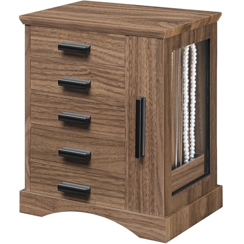 HOOBRO Jewelry Box for Women, Jewelry Organizer with Arc-Shaped Bottom,