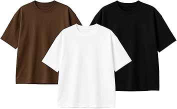 RodZen Oversized Half Sleeves Round Neck Solid Cotton Blend Combo T-Shirt for Men (Pack of 3)