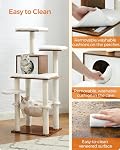 Feandrea WoodyWonders Cat Tree, Modern Cat Tower for Indoor Cats, 54.3-Inch Multi-Level Cat Condo, Ultra-Soft Plush, Scratching Posts, Hammock, Removable, Washable Cushions, Rustic Brown UPCT164X01