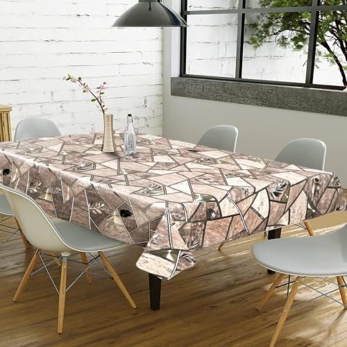Image of Dakshya Industries PVC Waterproof Withoutlace Dining Table Cover (Size - 54X78 Inch) Rectangle 6 Seater Heat Rasistant, Tiger A3