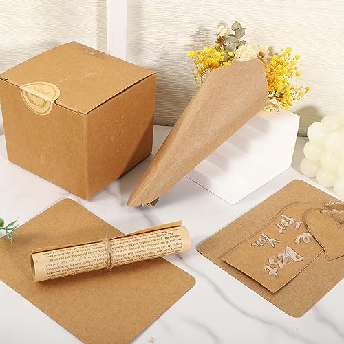 100 Stück A6 Kraftpapier Karten, 14,8 x 10,5 cm Karteikarten A6 Blanko Postkarten Karten zum Selbstgestalten 250g/m² Kraftkarton für DIY Kreative Bastelprojekte Hochzeitskarte (Braun)