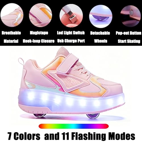 Image of Ylllu Kids LED Roller Skate Shoes with Wheel Light up Roller Shoes Gift for Girls Boys Children