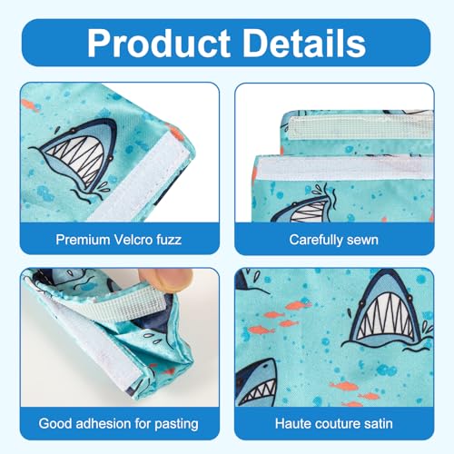 Image of 4 Pack Satin Mask Strap Covers, Face Cushion Cover for Strap Headgear, Universal and Reusable Comfort Pads, C Papa Accessories & Supplies Mask Cover Headgear Pads for Reducing Red Marks (Shark)