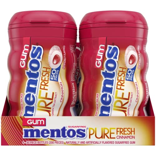 Mentos Pure Fresh Sugar-Free Chewing Gum With Xylitol, Cinnamon, Bulk, 50 Piece Bottle (Pack Of 4) #TOP1
