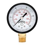Winters PEM Series Steel Dual Scale Economical All Purpose Pressure Gauge with Brass Internals, 0-100 psi/kpa, 2' Dial Display, +/-3-2-3% Accuracy, 1/4' NPT Bottom Mount