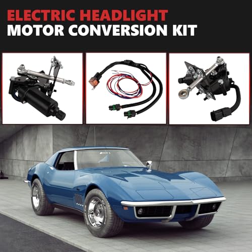 Image of 914015 Electric Headlight Motor Conversion Kit Compatible with C3 Corvette Chevrolet Chevy 1968-1982 Front Left & Right, C3 Corvette Headlights