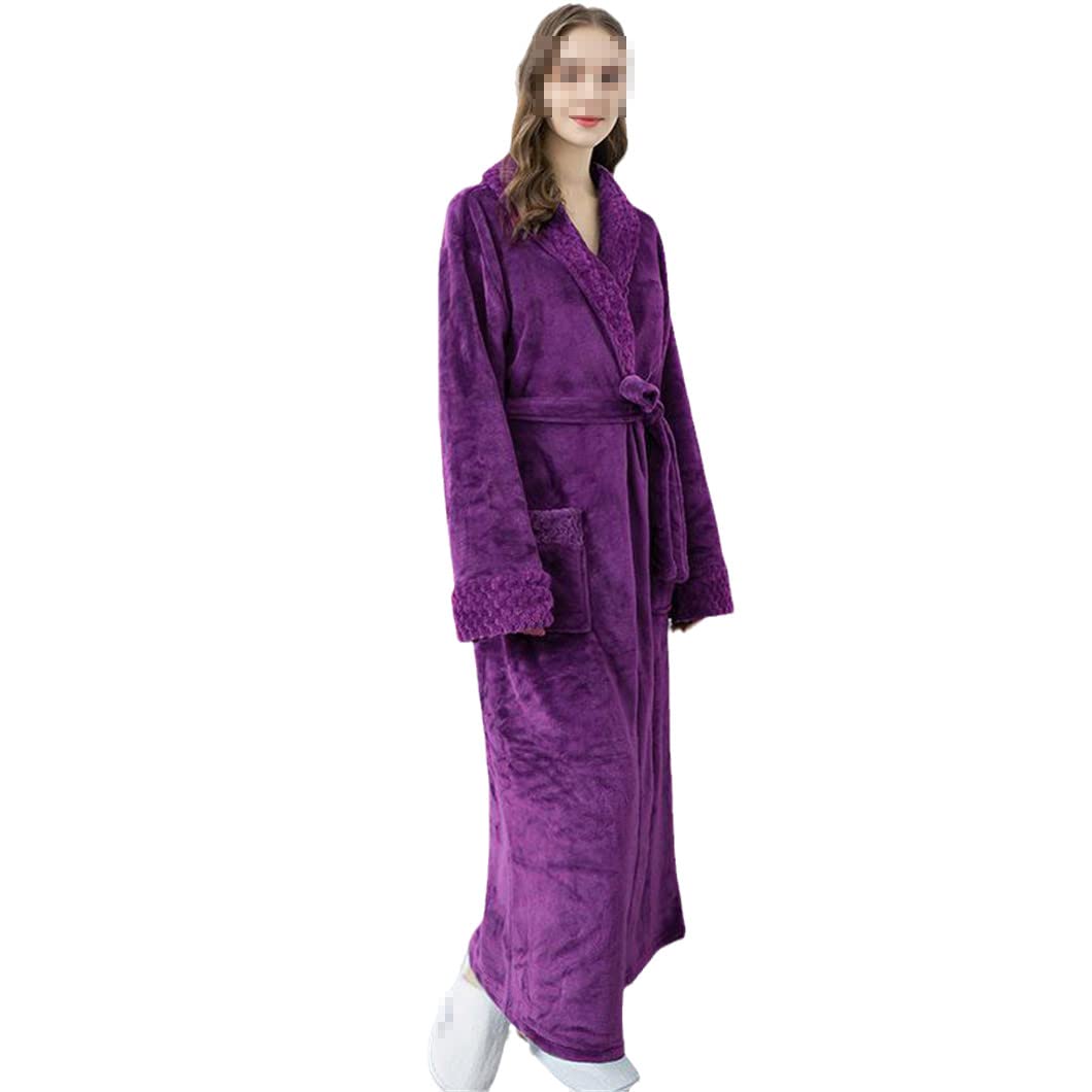 keusyoi Zimowa męska bielizna nocna pogrubiona flanelowa kimono szlafrok bielizna nocna damska na co dzień miękka koszula nocna z polaru szlafrok domowy