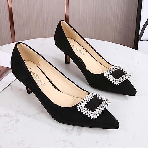 JOEupin Women's Pumps 2 inch Kitten Heel Comfort Pointed Toe Low Heel Wedding Evening Party Dress Shoes2