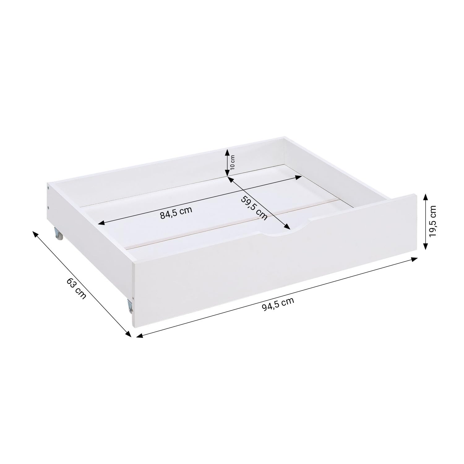 Homestyle4u Kinderbett 90x200 mit Matratze, Lattenrost & Schubladen, Weiß | Massivholz Bodenbett aus Kiefer mit Rausfallschutz, 2 Bettkästen für Stauraum und kindgerechter Rollmatratze Härtegrad 2