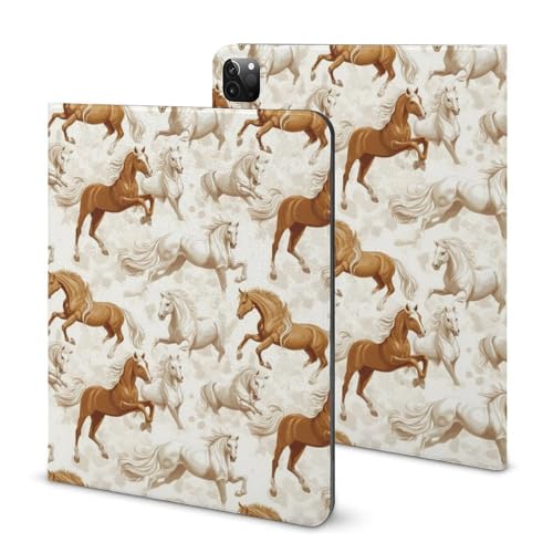 Coque iPad Pro 11 pouces avec motif cheval blanc et marron