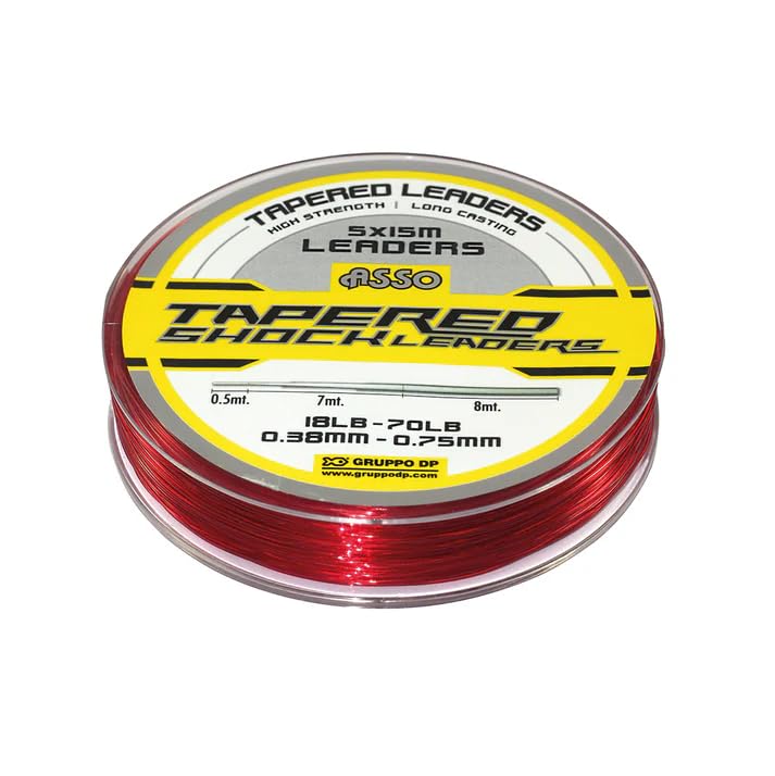 Asso Tapered Shock Leader 5 x 15M (Red, 70, Pounds)
