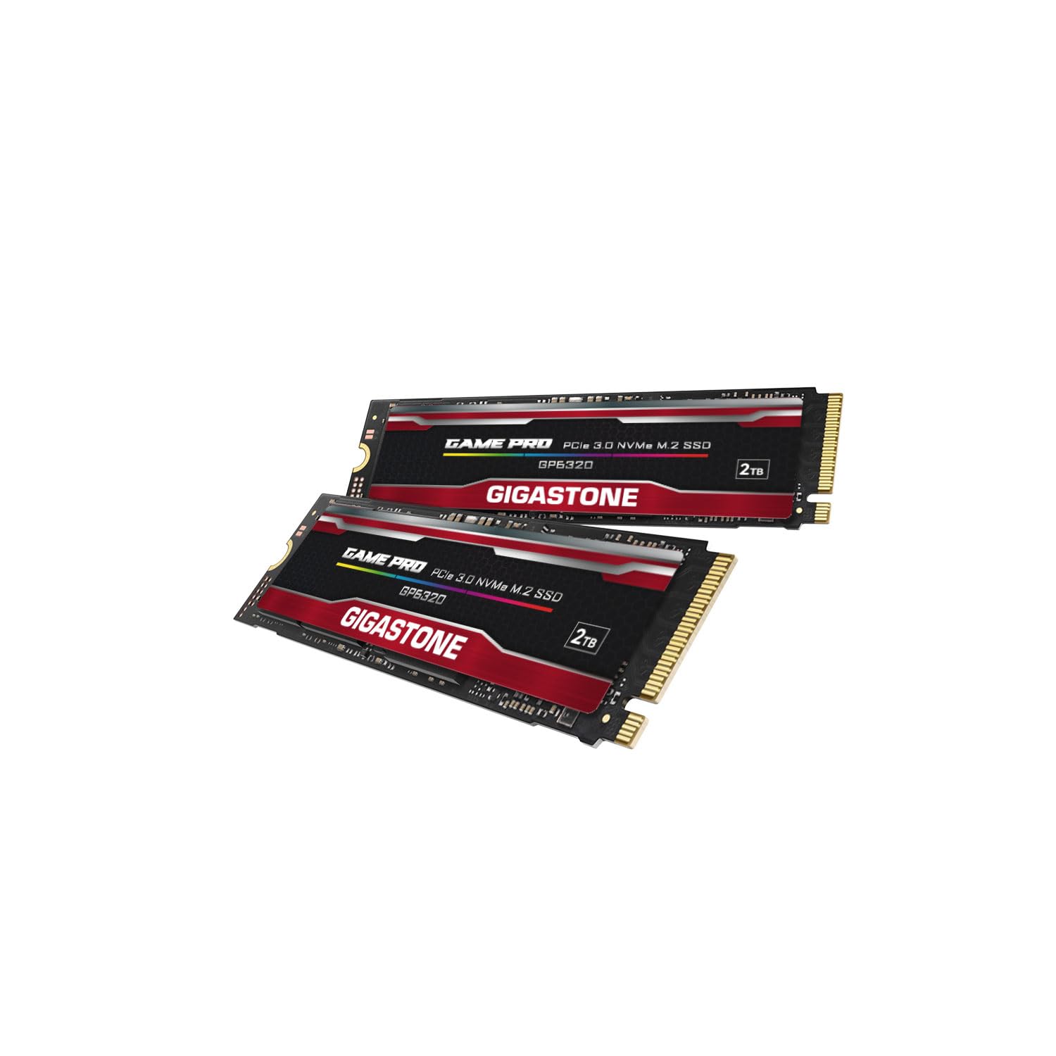 Gigastone SSD 2To (Lot de 2) NVMe M.2 Gen3 jusqu'à 2,600 Mo/s PCIe 3.0x4 M.2 2280 Gaming Disque Dur SSD Interne pour PC Laptop 3D NAND SLC Cache GP6320 Optimale de Performance et d'endurance