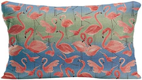 A Group Of Flamingo Printed Pillow Case Cotton linen Cushion Cover Decoration For Bed Or Sofa Custom Pillow Covers 12 x 20 inches / 30 cm x 50 cm